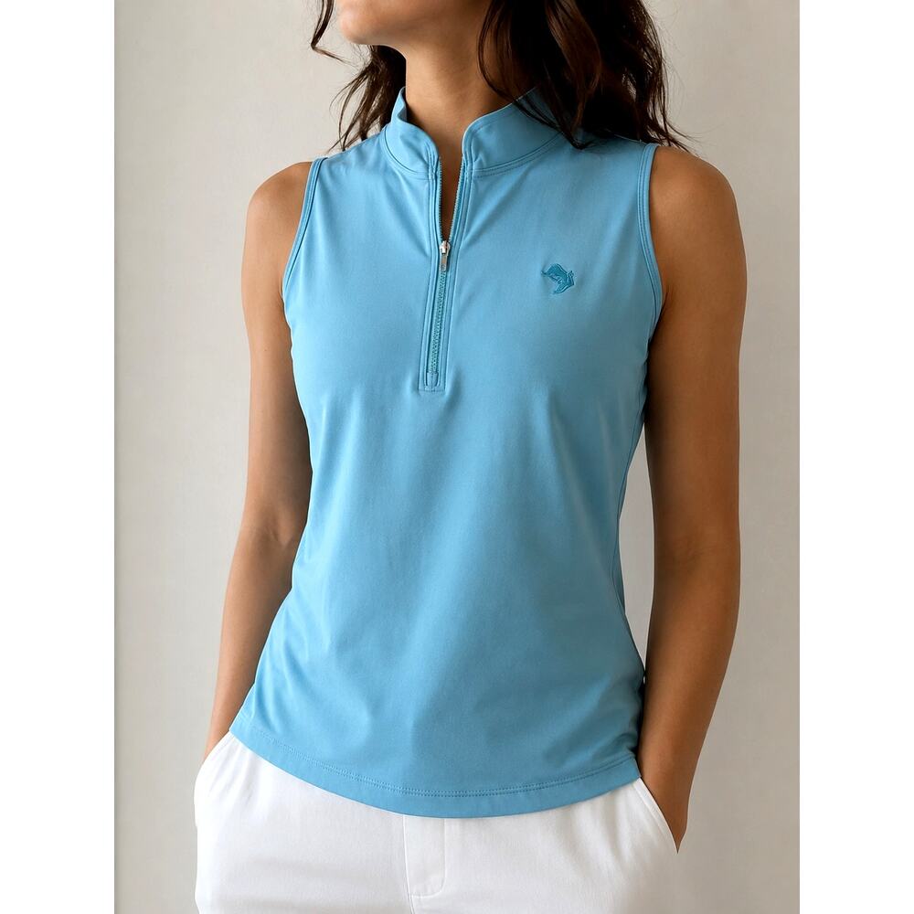 Greyson Women's Sleeveless Performance Golf Quarter-Zip Top Aqua Blue size XL